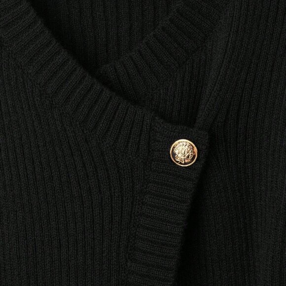 Black Casual Women's V-Neck knit sweater Cardigan - Picture 4 of 6